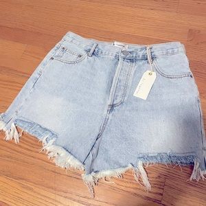 Light wash high waisted denim shorts